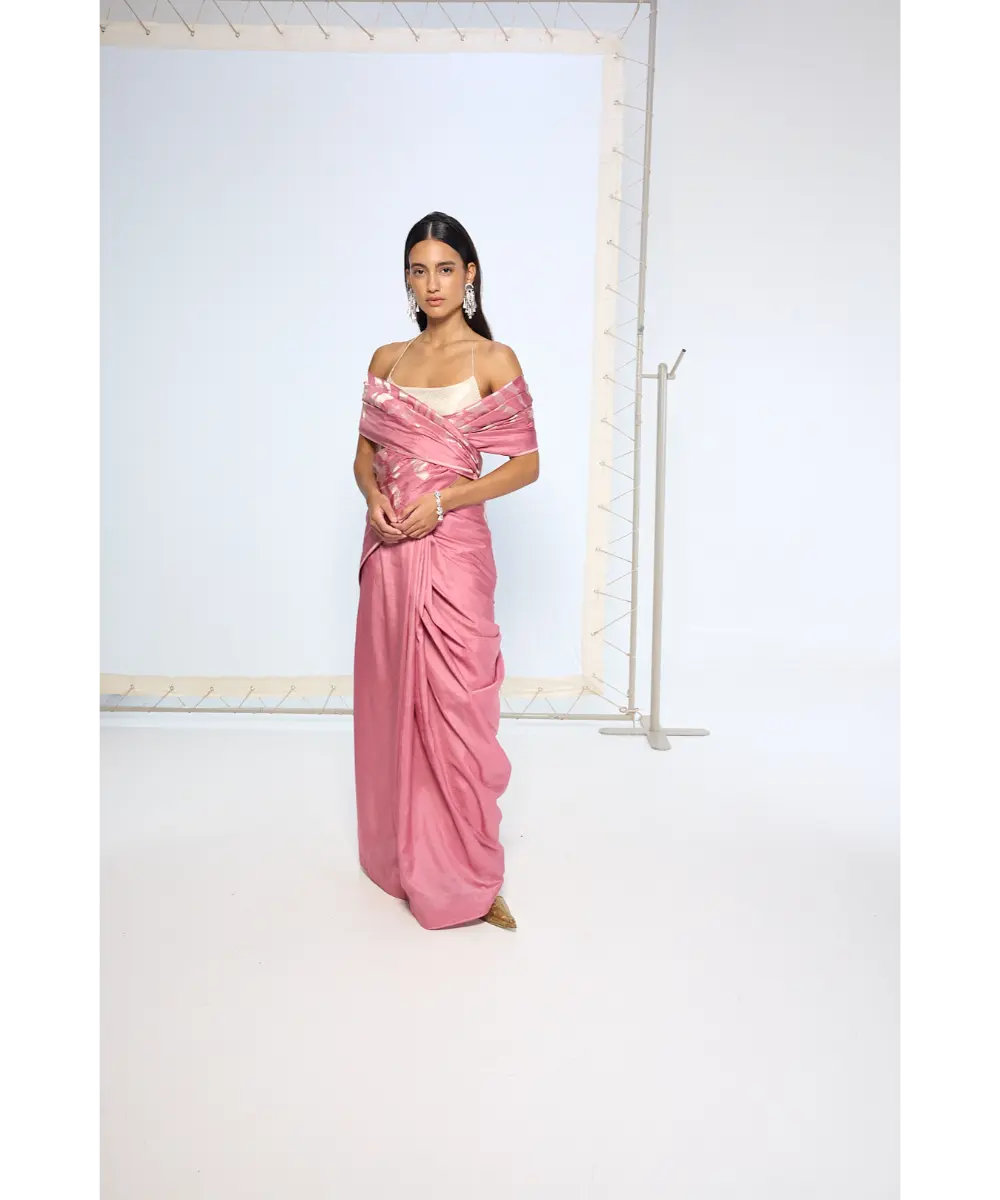 EKAYA BANARAS - Handwoven Dusty Pink Silk Saree